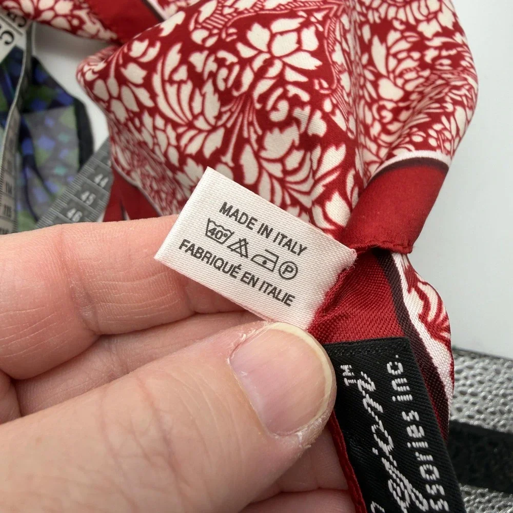 Cejon Accessories Scarf Lot‎ of 3 Red Floral Geometric Sheer Neck Scarves Italy